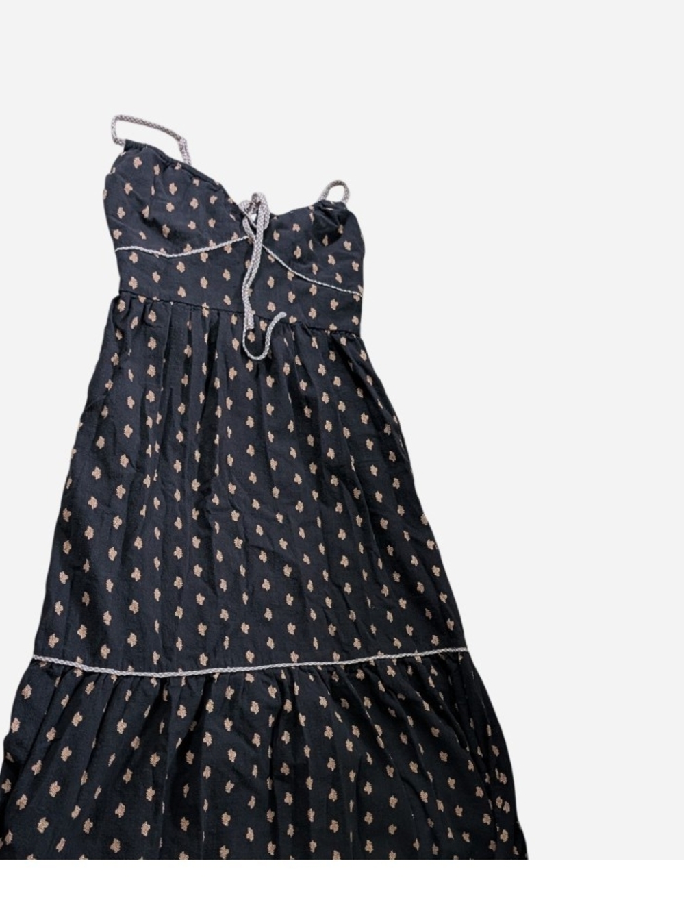 Pre-owned women brouwn Dress with Cream Dot Print - Sleeveless Sundress